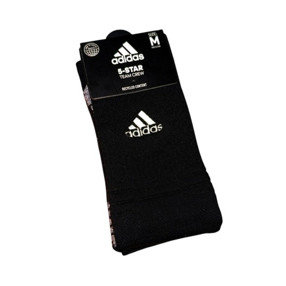 Adidas 5-Star Team Crew Mens Womens‎ Size M Crew Socks Black White Performance